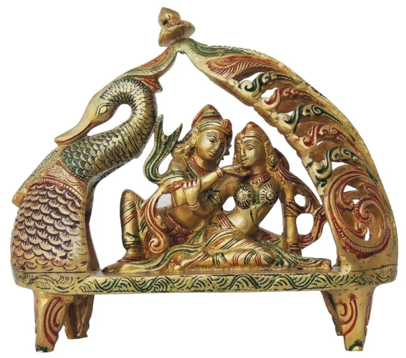 Radha Krishna Idol in Brass (Radhe), 3.32 kg