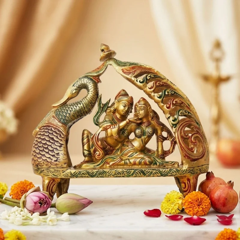 Radha Krishna Idol in Brass (Radhe), 3.32 kg