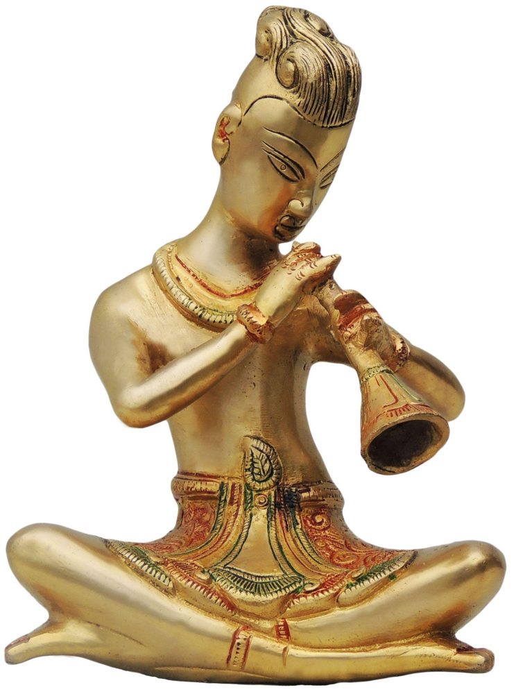Brass Rajasthani Bigul Figurine, 8.5 inch, brass, Vedikcraft Moradabad
