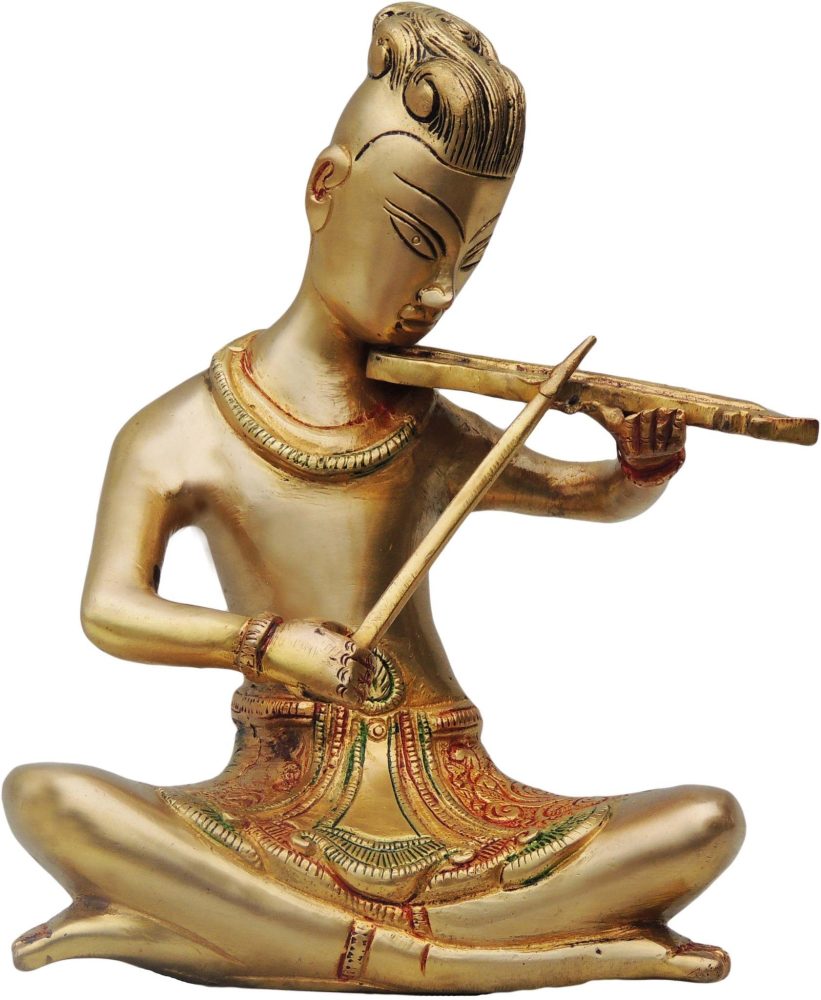 Brass Rajasthani Violin Figurine, 8.5 inch, brass, Vedikcraft Moradabad