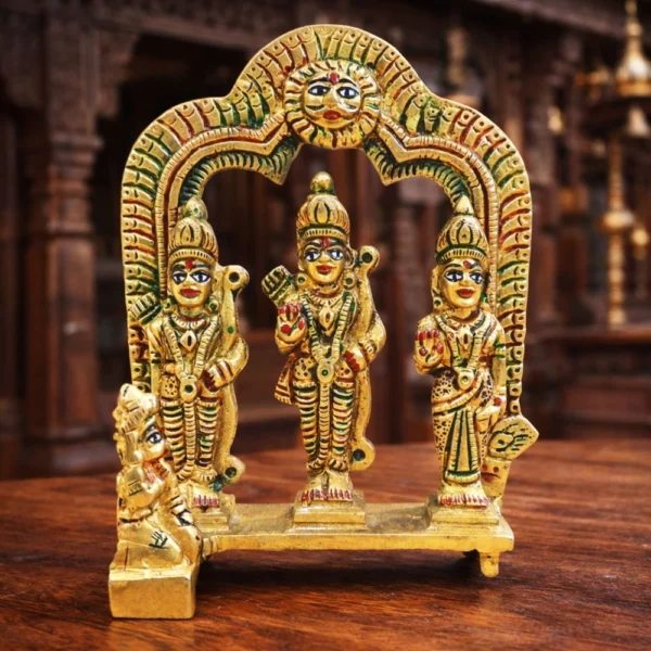 Ram Darbar Idol in Brass, 5 inch, 540 g, brass, Vedikcraft Moradabad