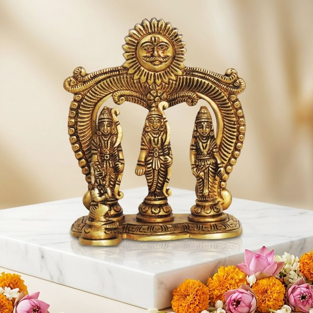 Ram Darbar Idol in Brass, 5.5 inch, brass, Vedikcraft Moradabad