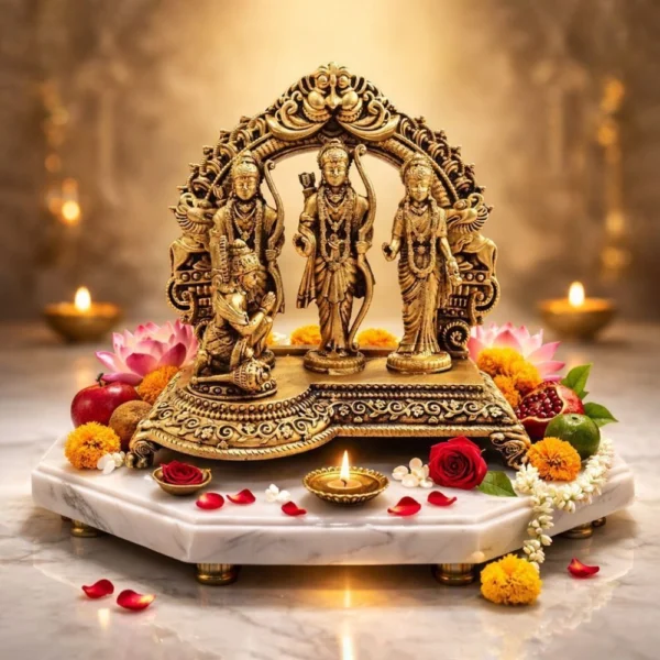 Ram Darbar Idol in Brass, 5 inch, 440 g, brass, Vedikcraft Moradabad