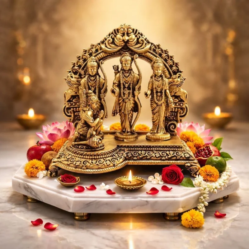 Ram Darbar Idol in Brass, 5 inch, 440 g – for Home Mandir