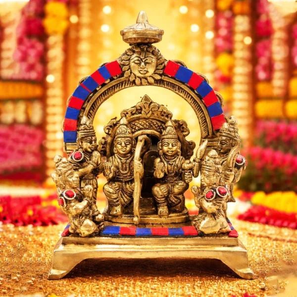 Ram Darbar Idol in Brass, 7 inch, brass, Vedikcraft Moradabad