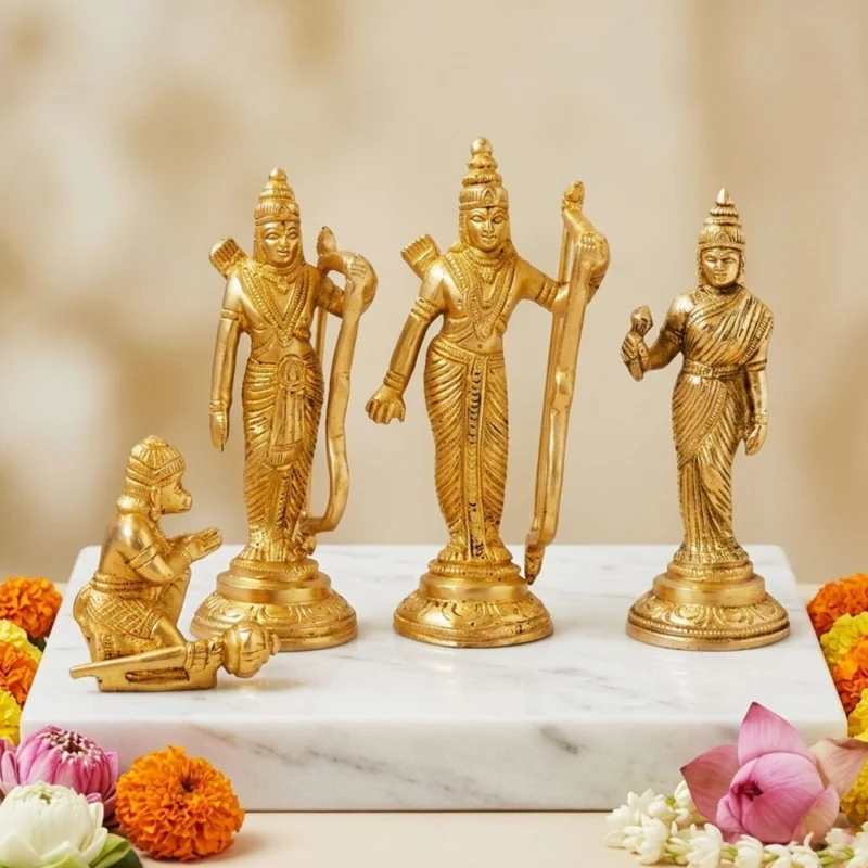 Ram Darbar Idol in Brass, 5.5 inch, 1.18 kg – for Home Mandir