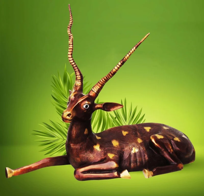 Brass Deer Showpiece (Reandeer), 30 inch – for Living Room and Entrance
