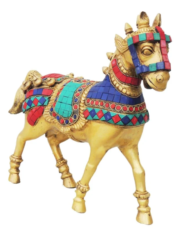 Brass Horse Showpiece (Running), 11 inch