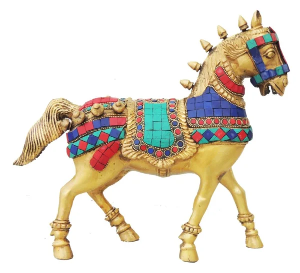 Brass Horse Showpiece (Running), 11 inch, brass, Vedikcraft Moradabad