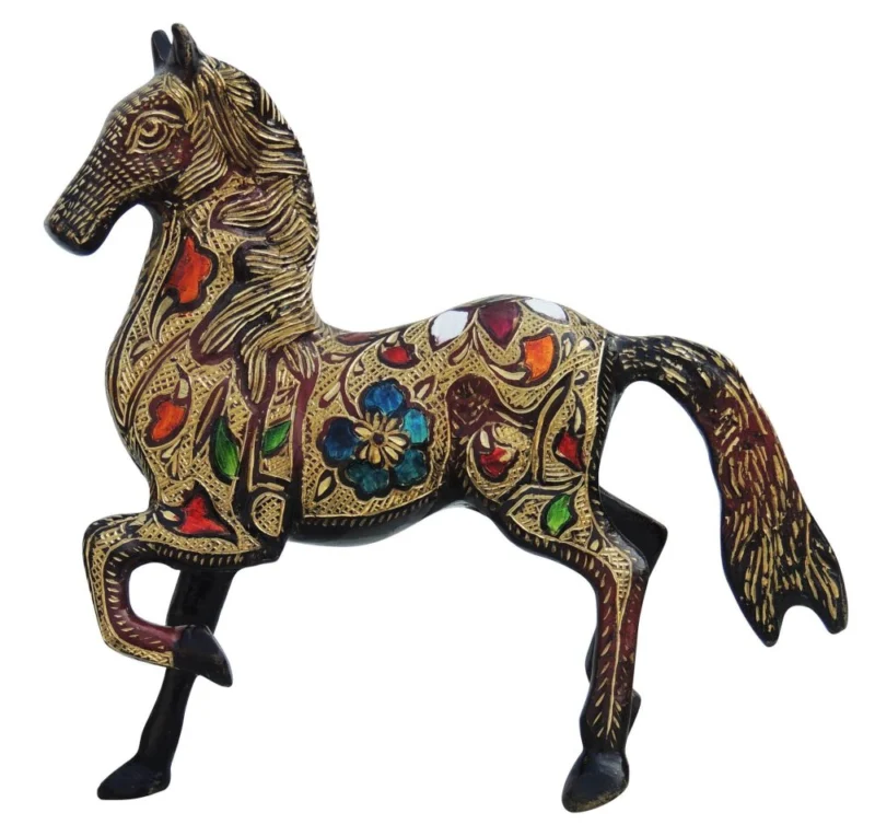 Brass Horse Showpiece (Running), 8.5 inch, design AN063-C