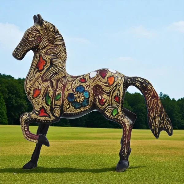 Brass Horse Showpiece (Running), 8.5 inch, design AN063-C, brass, Vedikcraft Moradabad