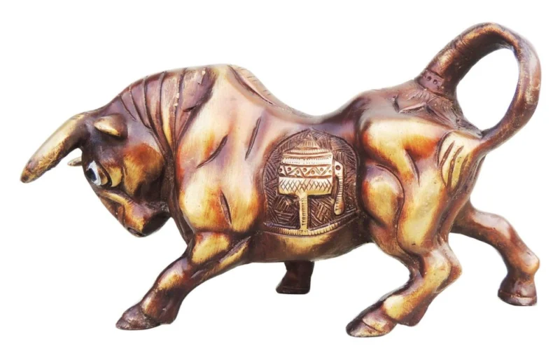 Brass Cow Showpiece (Runnng), 4.5 inch – for Table Décor