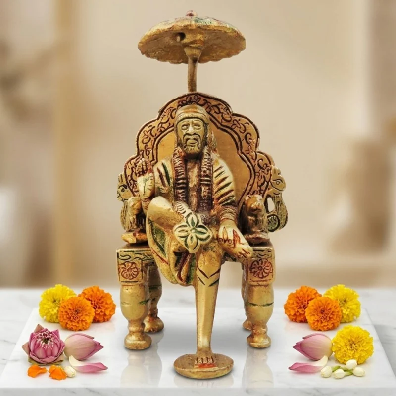 Sai Baba Idol in Brass, 8.2 inch – for Pooja Room