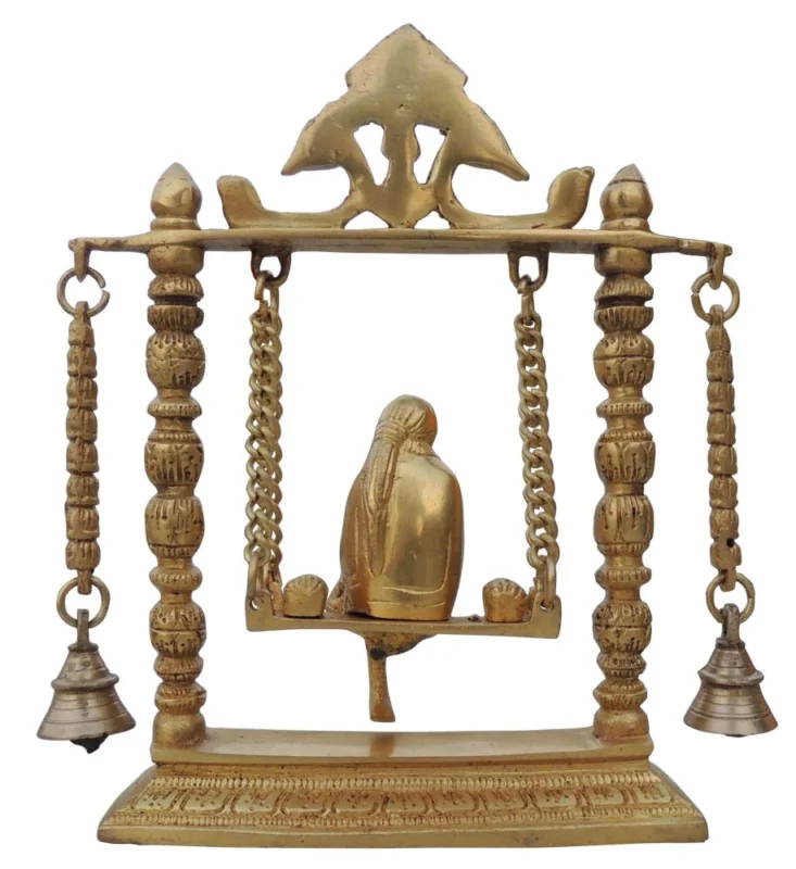 Sai Baba Idol in Brass, on Jhula