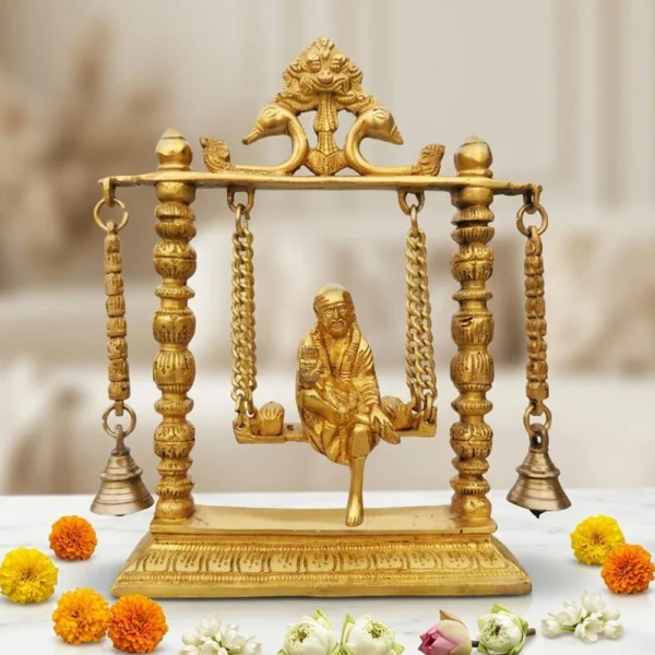 Sai Baba Idol in Brass, on Jhula, brass, Vedikcraft Moradabad