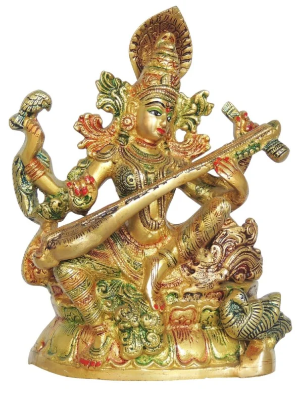 Saraswati Ji Idol in Brass, 4.84 kg