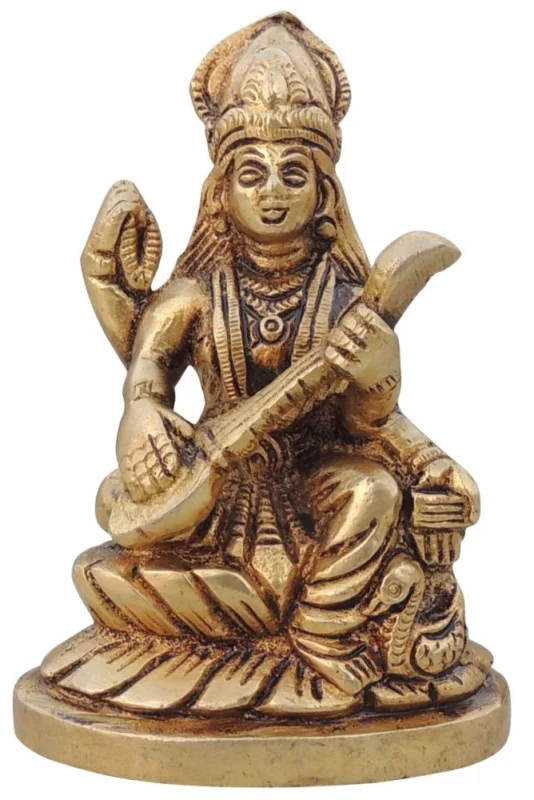 Saraswati Ji Idol in Brass, 540 g
