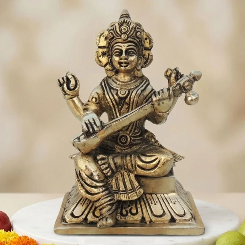 Saraswati Ji Idol in Brass, 1.6 kg