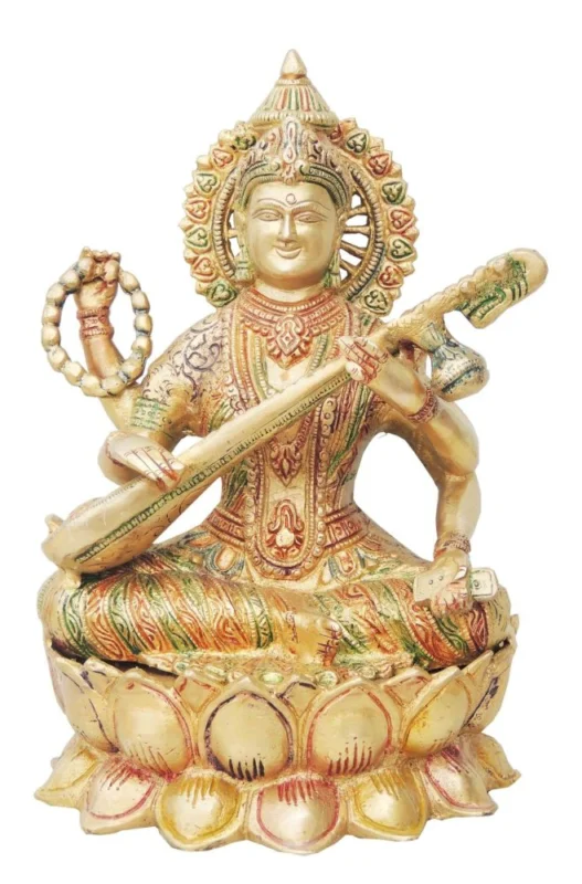 Saraswati Ji Idol in Brass, 11 inch