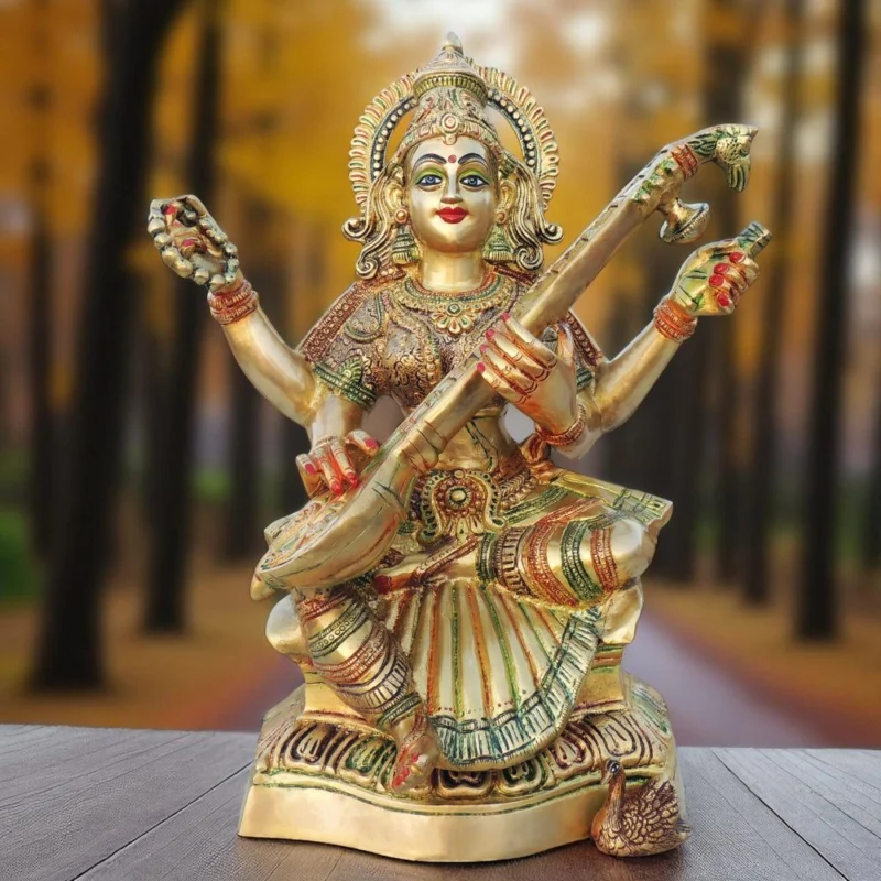 Saraswati Ji Idol in Brass, 17.5 inch – for Temple and Entrance