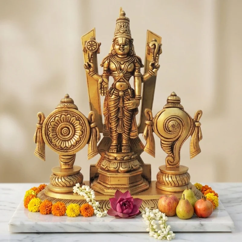 Shank Chakra Idol in Brass (Bala), 13 inch – for Pooja Room