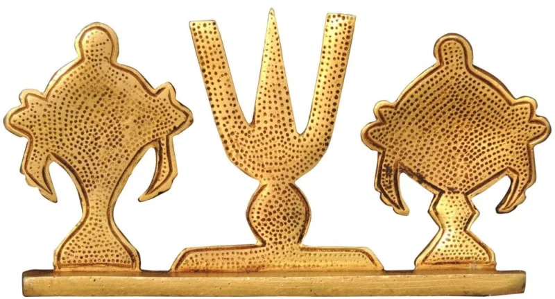 Brass Shankh for Pooja (Chakra Namah), 3 inch, 400 g