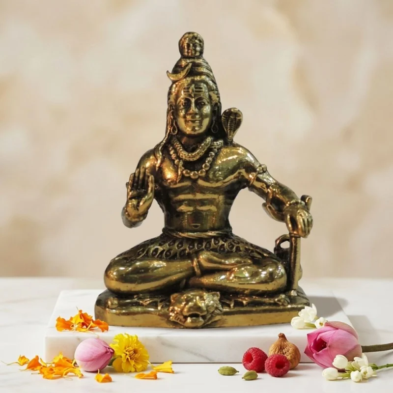 Shiv Ji Idol in Brass, 3 inch, 120 g – for Desk and Car
