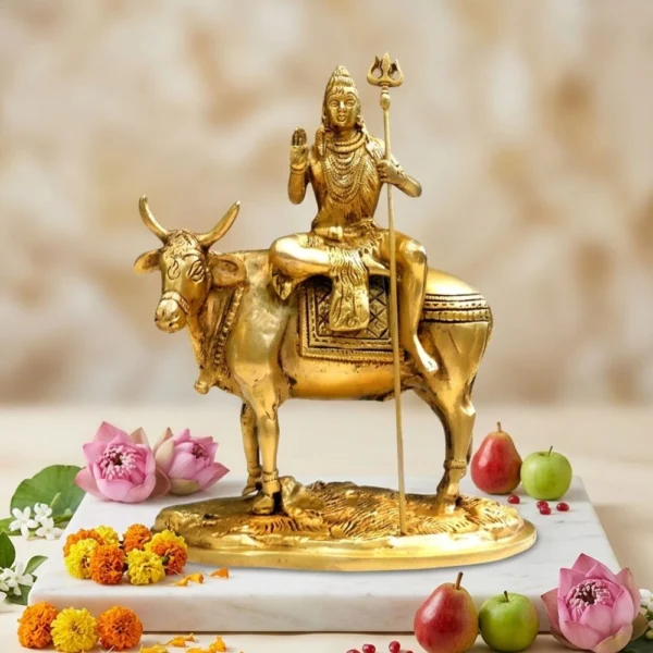 Shiv Ji Idol in Brass (Nandi), 9 inch, brass, Vedikcraft Moradabad