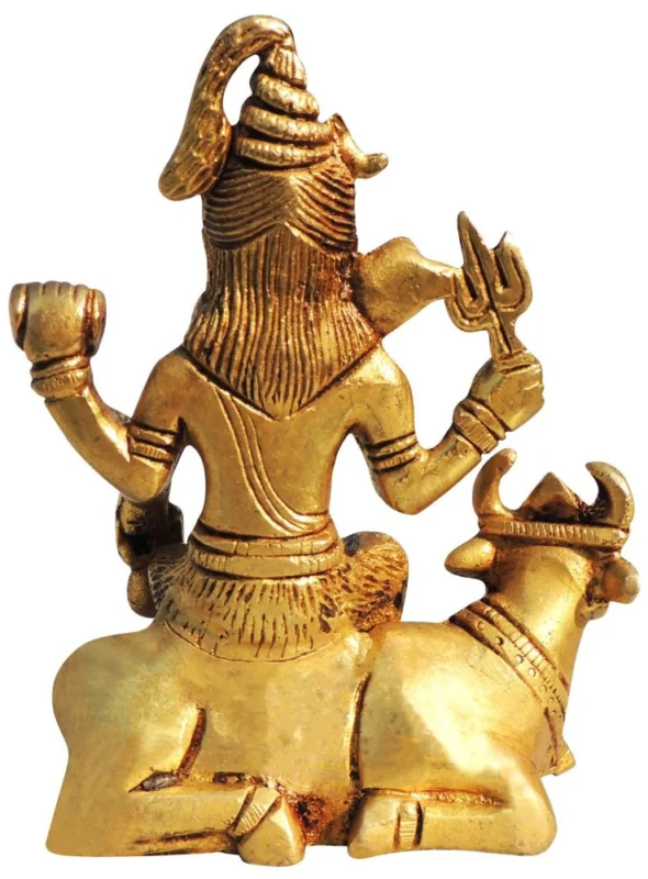 Shiv Ji Idol in Brass (Nandi), 4.5 inch