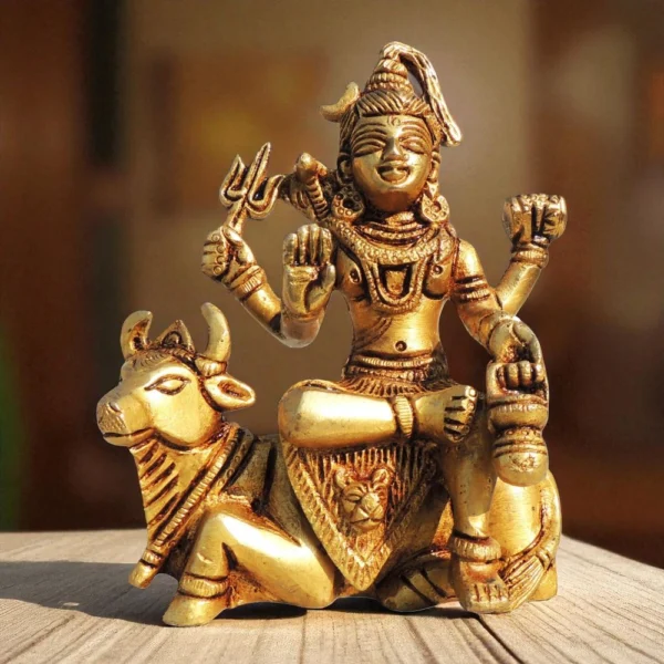 Shiv Ji Idol in Brass (Nandi), 4.5 inch, brass, Vedikcraft Moradabad