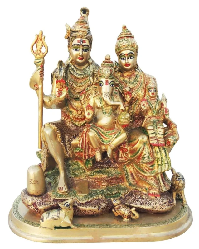 Shiv Ji Idol in Brass (Parivaar), 13 inch