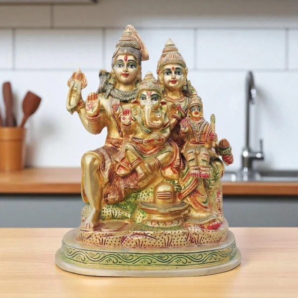 Shiv Parivar Idol in Brass, 10 inch, brass, Vedikcraft Moradabad