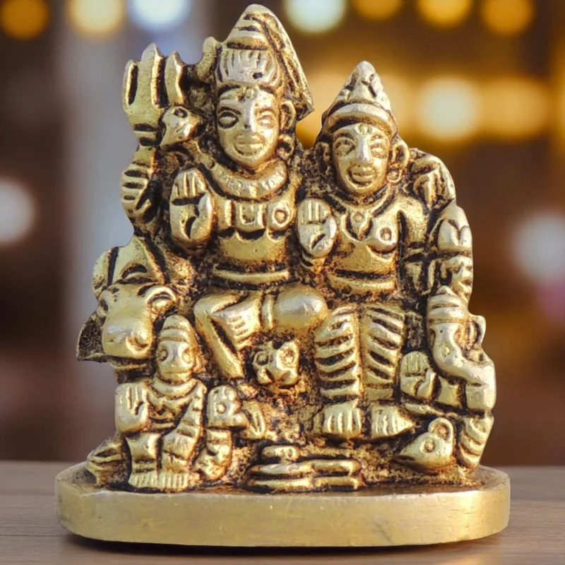Shiv Parivar Idol in Brass, 1.5 inch – for Desk and Car