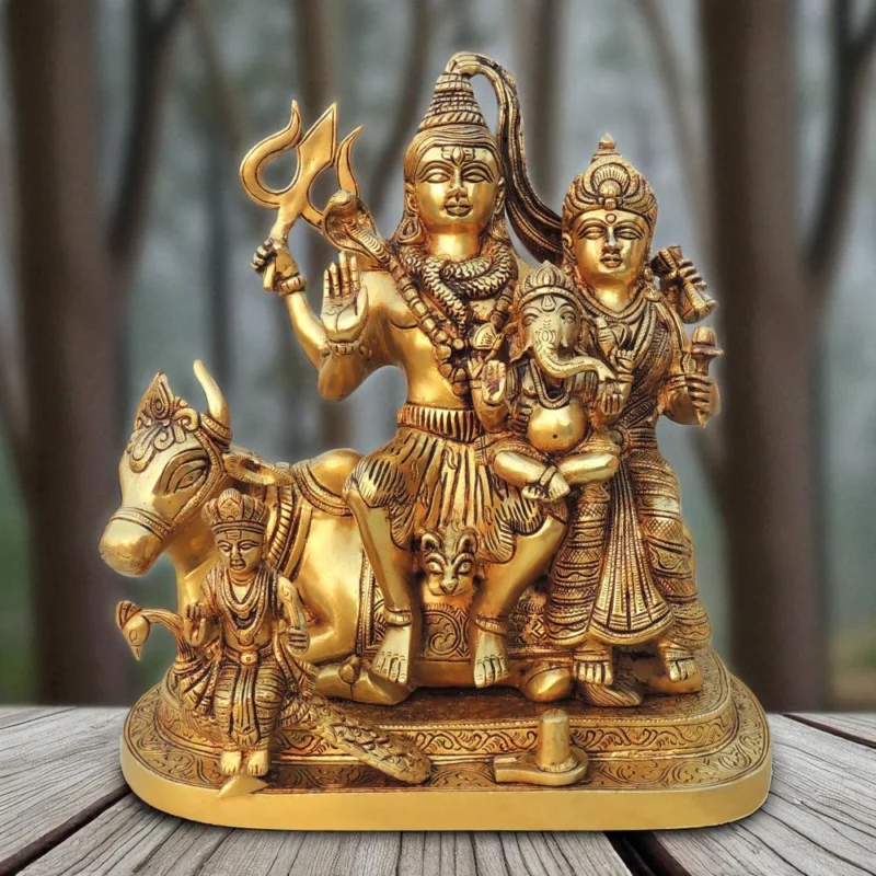 Shiv Parivar Idol in Brass, 14 inch – for Pooja Room
