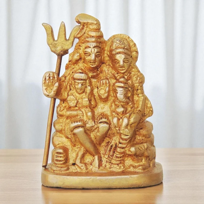 Shiv Parivar Idol in Brass, 3.5 inch – for Desk and Car