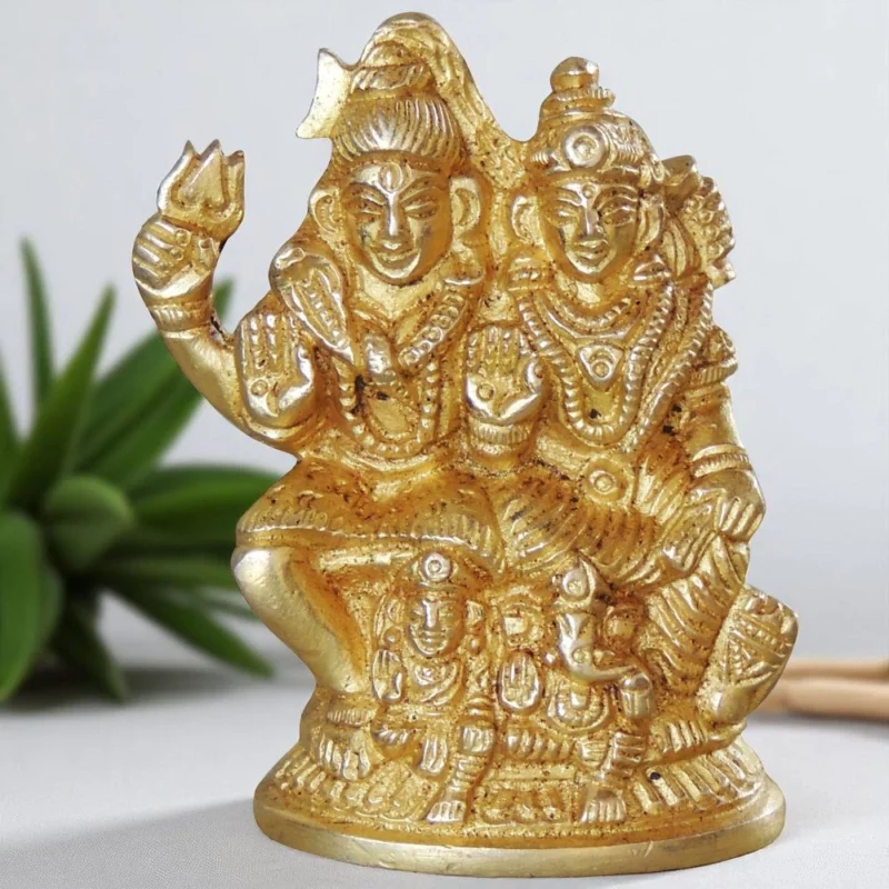 Shiv Parivar Idol in Brass, 2.5 inch, design BS1045-D – for Desk and Car