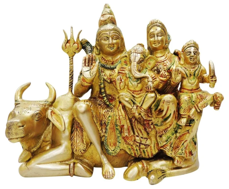Shiv Parivar Idol in Brass (Nandi), 8 inch