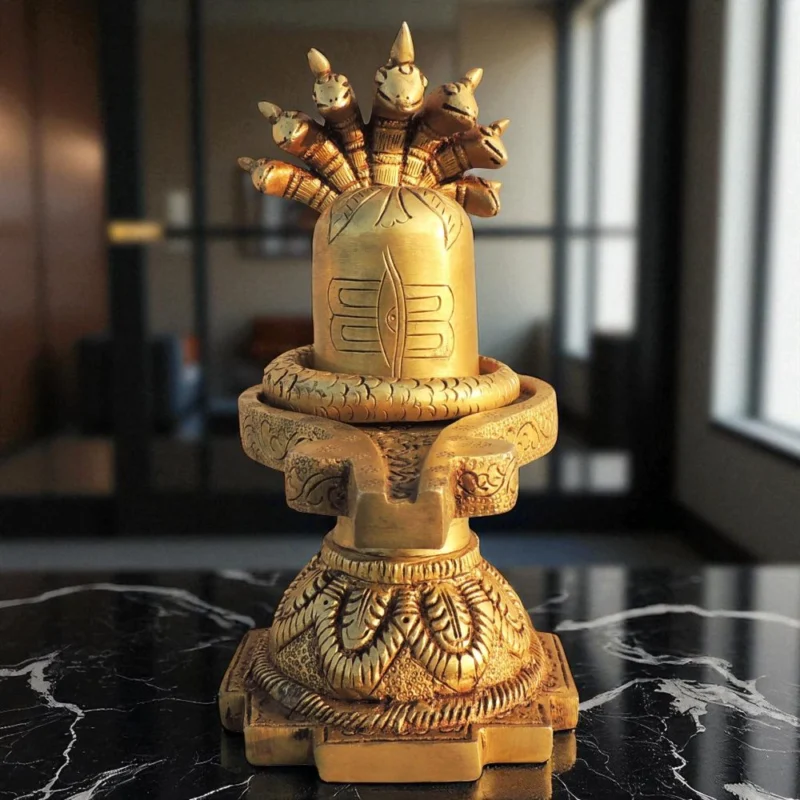 Shivling Idol in Brass, 9.5 inch – for Pooja Room