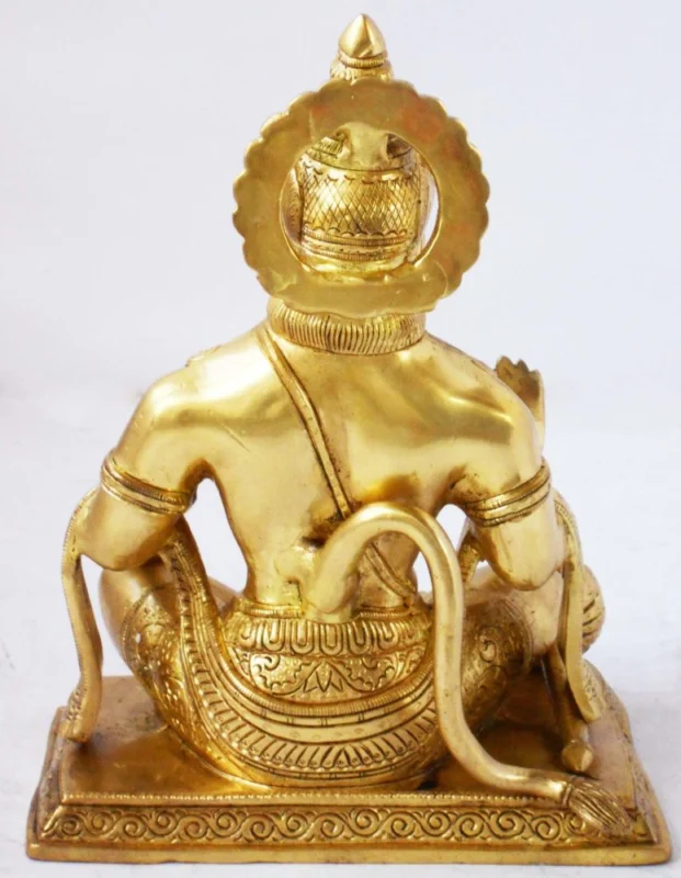 Hanuman Ji Idol in Brass, Seated, 9.5 inch