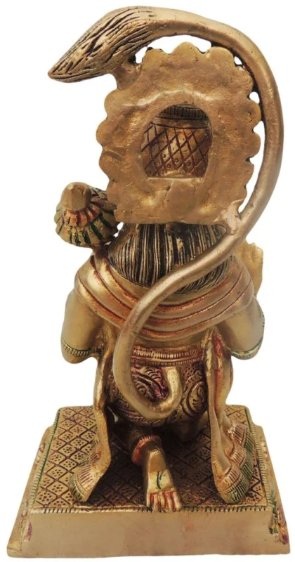 Hanuman Ji Idol in Brass, Seated (Hanumna), 9 inch