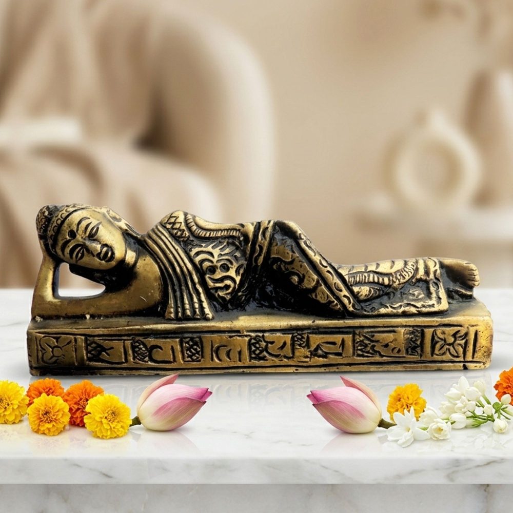 Buddha Idol in Brass (Sleeping), brass, Vedikcraft Moradabad