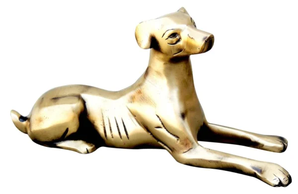 Brass Dog Showpiece (Sleeping), 4.4 inch, brass, Vedikcraft Moradabad