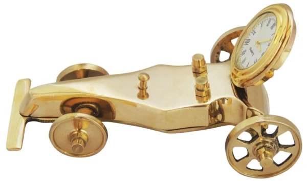 Brass Small Car With Clock, 2.3 inch, brass, Vedikcraft Moradabad