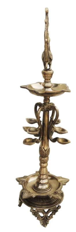 Brass Stand Diya (Deepak), 25.3 inch