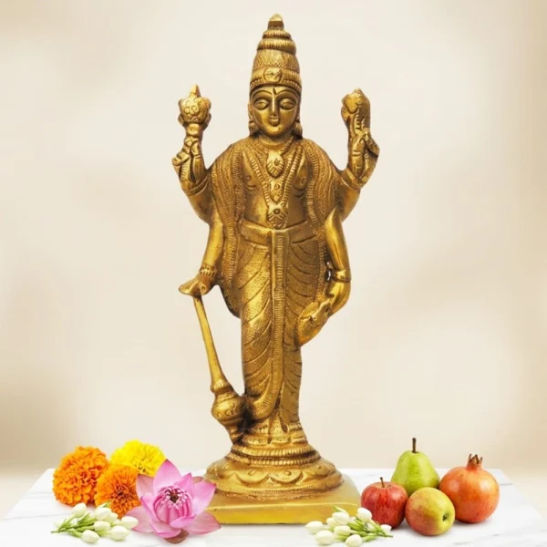 Vishnu Ji Idol in Brass, Standing, 6 inch, brass, Vedikcraft Moradabad