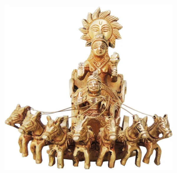 Brass Surya Dev Rath Idol, brass, Vedikcraft Moradabad