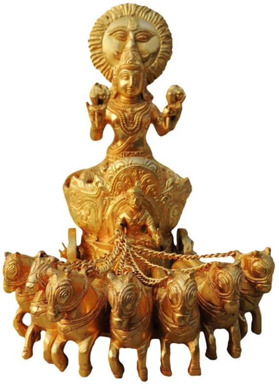 Brass Surya Dev Rath idol – Antique Décor