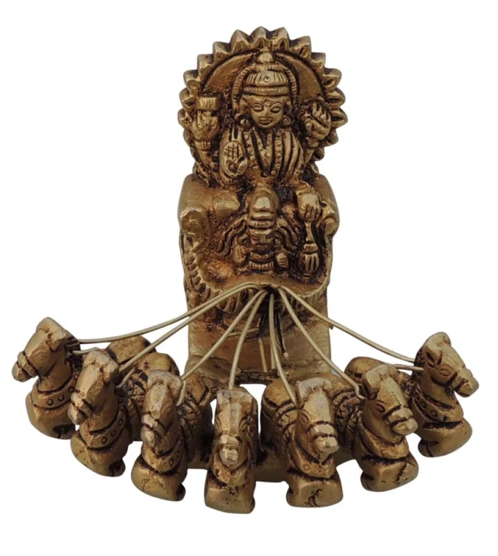 Brass Surya Dev Rath, 2.8 inch – Antique Décor