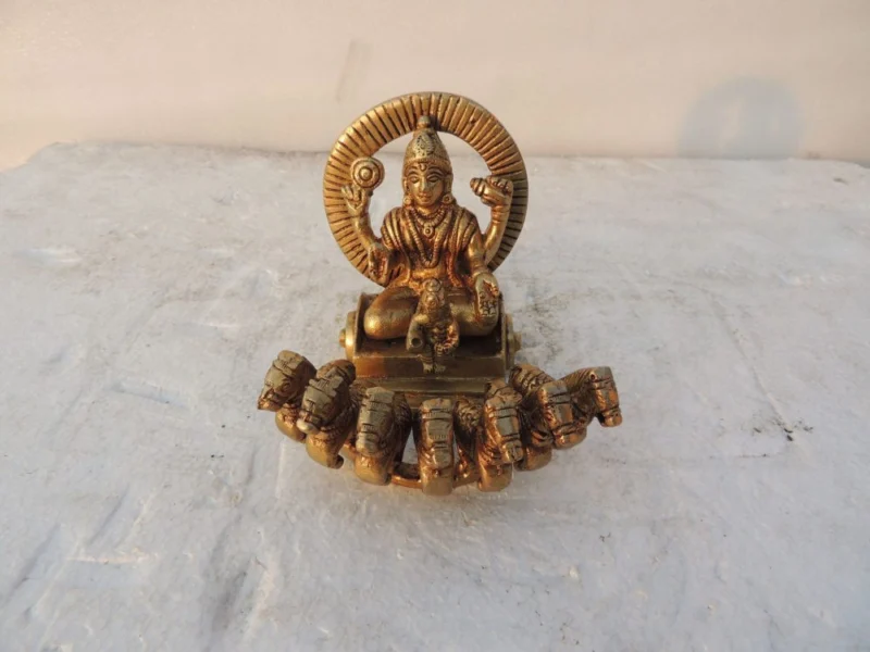 Surya Dev Idol in Brass (Rath), 4 inch – for Home Mandir