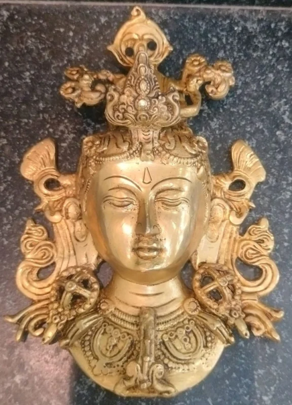 Devi Idol in Brass, Bust (Tara Face), 8.5 inch – for Pooja Room